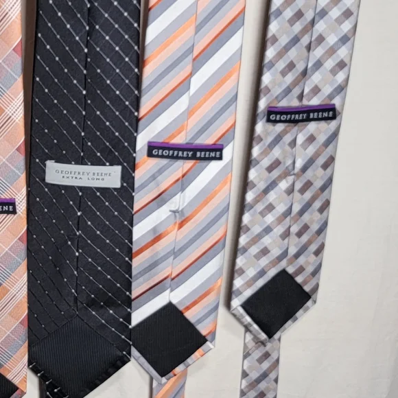 5 Geoffrey Beene ties black silver green brown tan in combos and styles